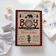 Bear Lumberjack Flannel Boy Baby Shower Invitation