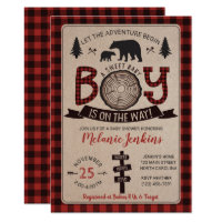 Bear Lumberjack Flannel Boy Baby Shower Invitation