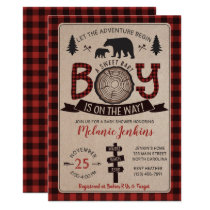 Bear Lumberjack Flannel Boy Baby Shower Invitation Bear Lumberjack Flannel Boy Baby Shower Invitation