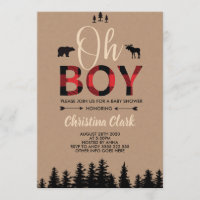 Bear Lumberjack Red Flannel Boy Baby Shower