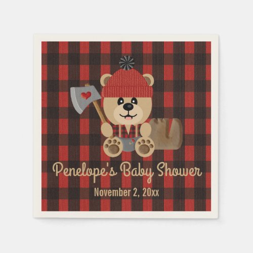 Bear Lumberjack Wilderness Themed Baby Shower Napkins