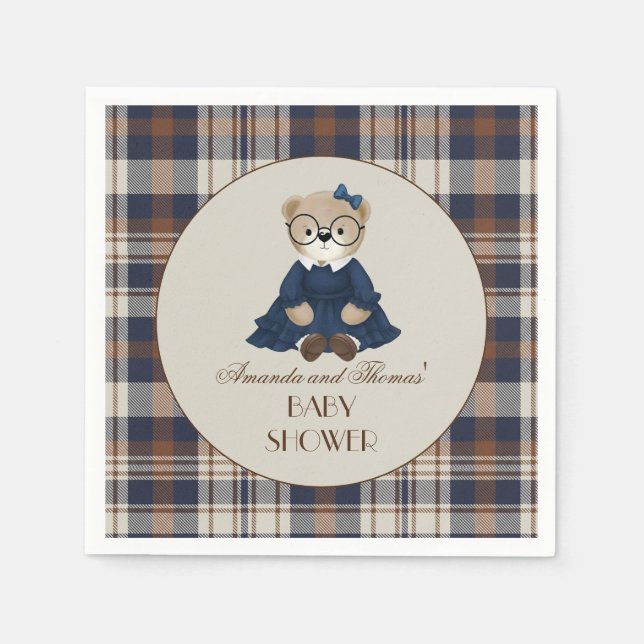 Bear Luxury Girl Baby Shower  Napkins (Front)