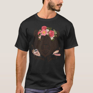 Bear Mama Mountains Calling Design Baseball Sleev T-Shirt