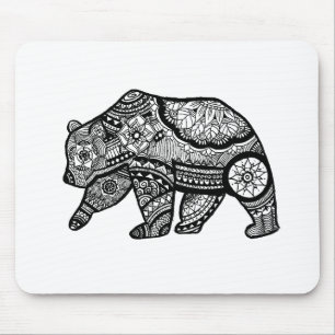 Bear Mandala Art Mouse Pad