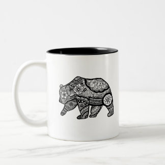 Bear Mandala Art Two-Tone Coffee Mug