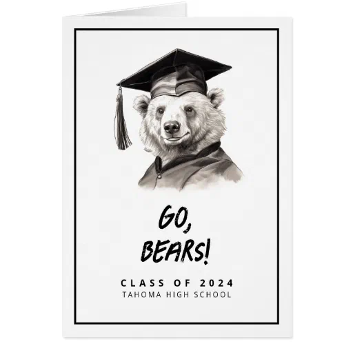 Bear Mascot Wearing Cap &amp; Gown Graduation Card