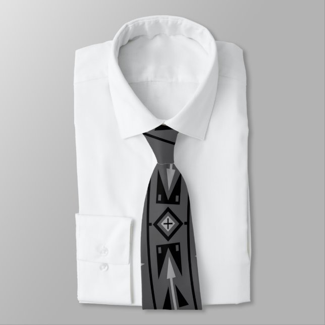 Bear Medicine Gray Neck Tie (Tied)