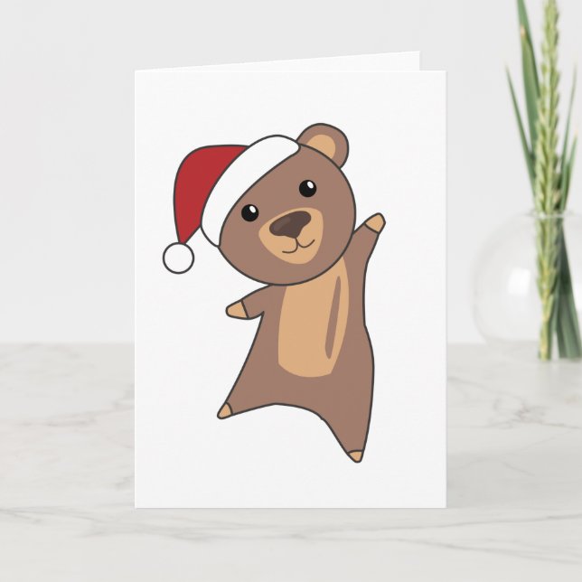 Bear Merry Christmas Winter Animals Bears Card (Front)
