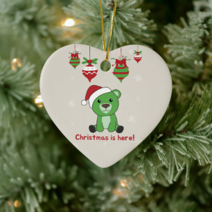 Bear Merry Christmas Winter Animals Bears Ceramic  Ornament