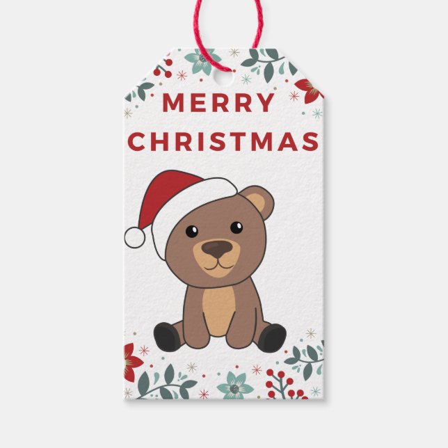 Bear Merry Christmas Winter Animals Bears Gift Tag (Front)