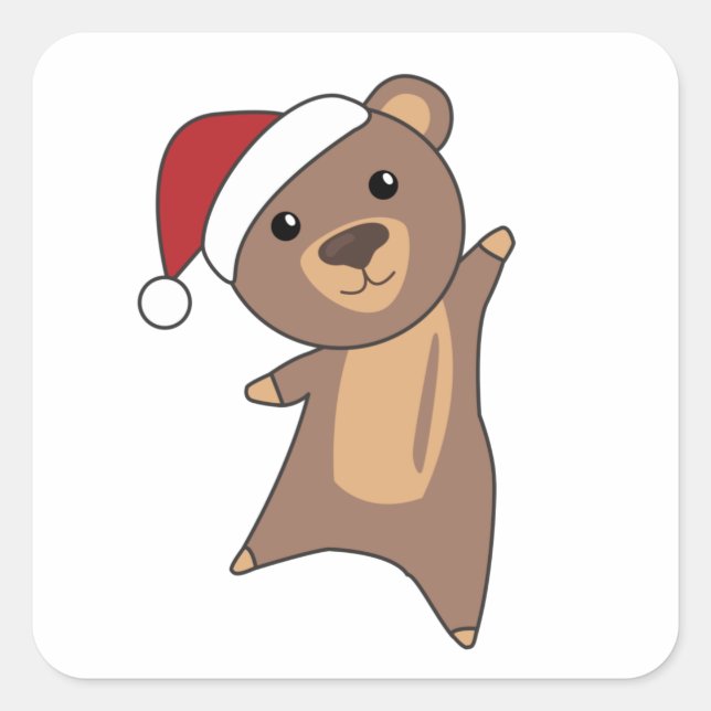Bear Merry Christmas Winter Animals Bears Square Sticker (Front)