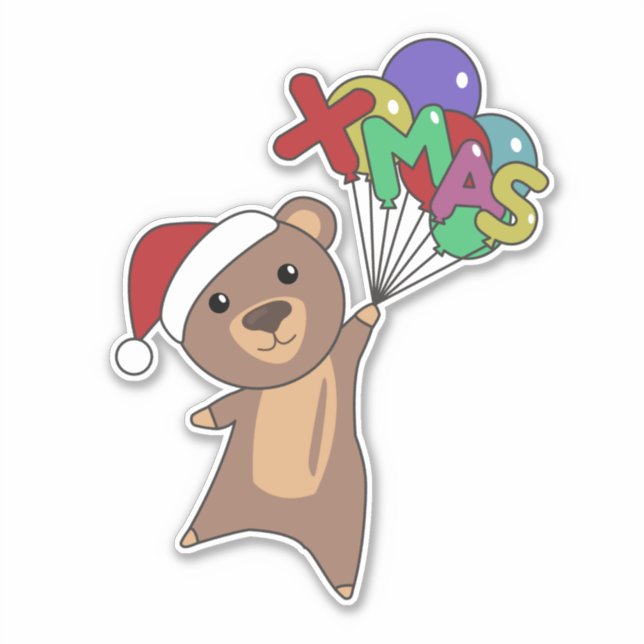 Bear Merry Christmas Winter Animals Bears Sticker (Front)