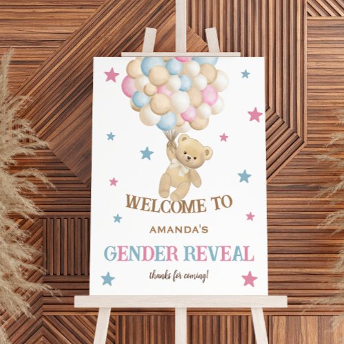 Bear Minimalist Watercolor Gender Reveal Welcome Foam Board