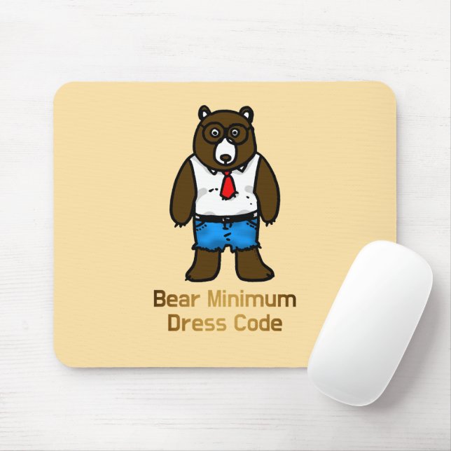 Bear Minimum Funny Office Pun Art Mouse Pad (With Mouse)
