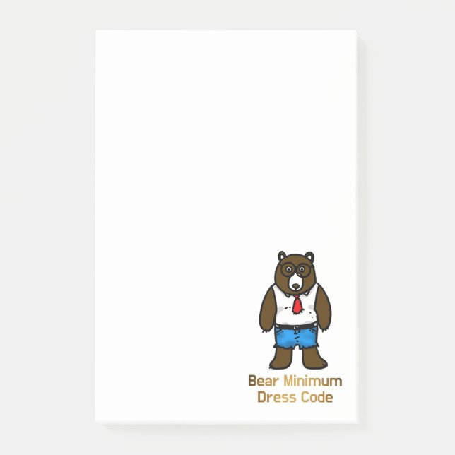 Bear Minimum Funny Office Pun Art Post-it Notes (Front)