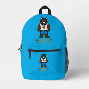 Bear Minimum Funny Pun Art Printed Backpack