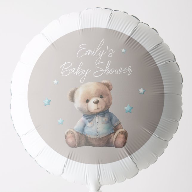 Bear Modern Boho Beige Baby Shower Balloon (Front)