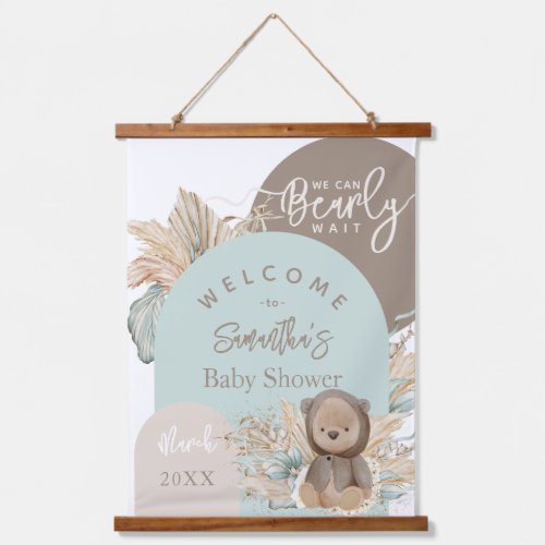 Bear Modern Boho Gender neutral Baby Shower  Hanging Tapestry