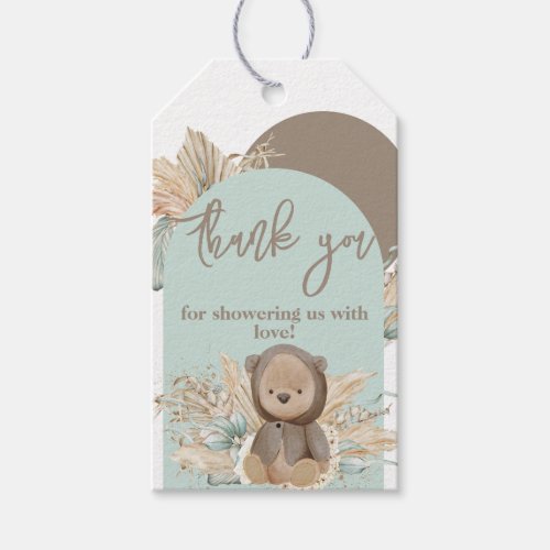 Bear Modern Boho Gender neutral Baby Shower Thank Gift Tags