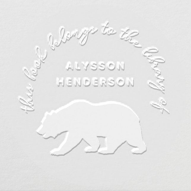 Bear Modern Handwriting From The LIbrary Book Embosser (Design)