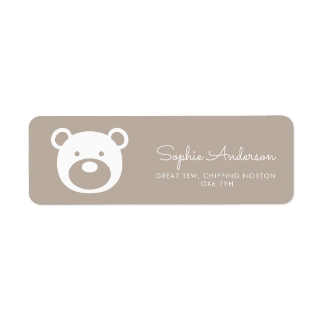 Bear Modern Minimalist Baby Shower  Label (Front)