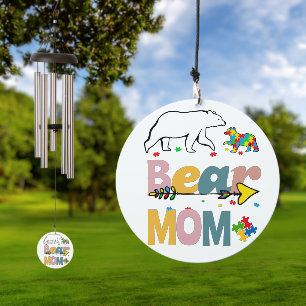 bear mom autism wind chime