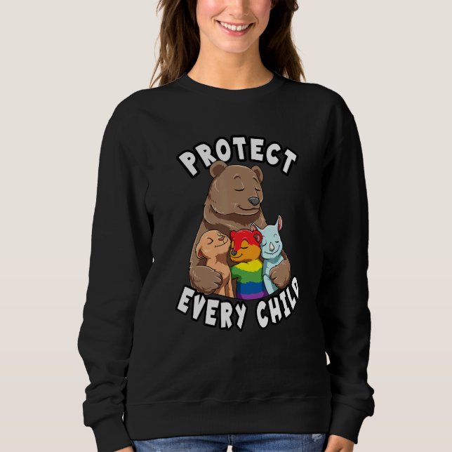 Bear Mom Protecting Her Children Caring For All Pa Sweatshirt (Front)