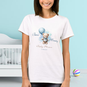 Bear Mommy Watercolor Teddy Bear Baby Shower T-Shirt