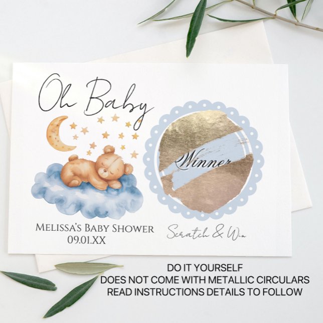 Bear Moon Baby Shower DIY Scratch Card (Creator Uploaded)