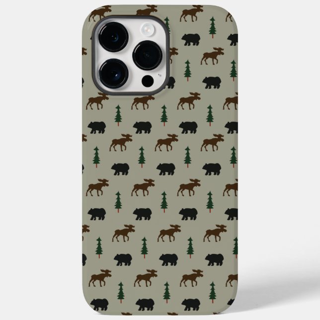 Bear Moose Pine Tree Lodge Cabin  Case-Mate iPhone Case (Back)