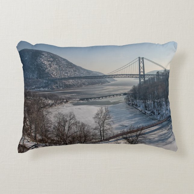 Bear Mountain Bridge Decorative Pillow (Front)