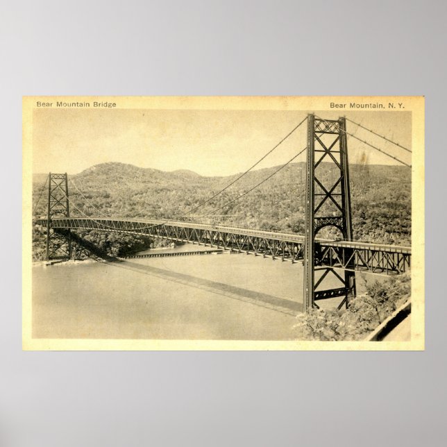 Bear Mountain Bridge, Hudson River NY, Vintage Poster (Front)
