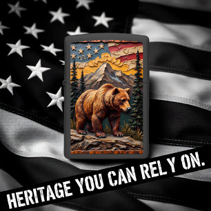 Bear Mountain Flag Forest Relief Zippo Lighter
