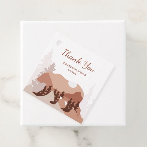 Bear Mountain Forest Boy Baby Shower Favor Tags