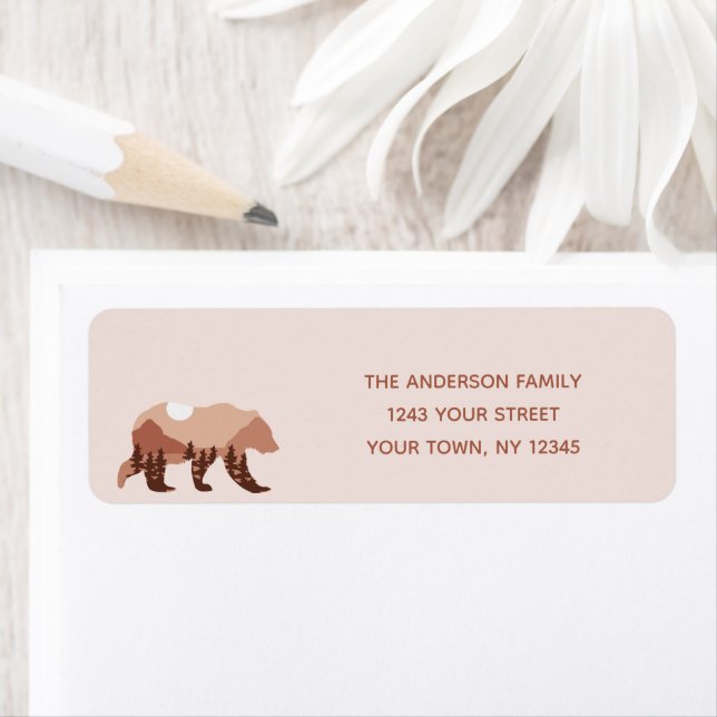 Bear Mountain Forest Boy Baby Shower Label (Insitu)
