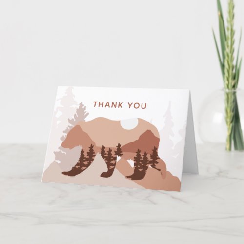 Bear Mountain Forest Boy Baby Shower  Thank You Card