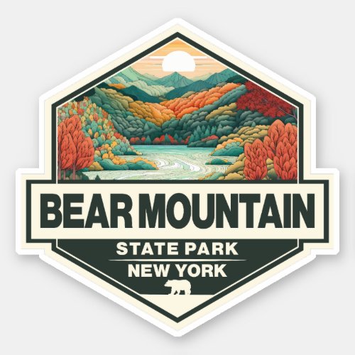 Bear Mountain State Park New York Travel Art Badge Sticker