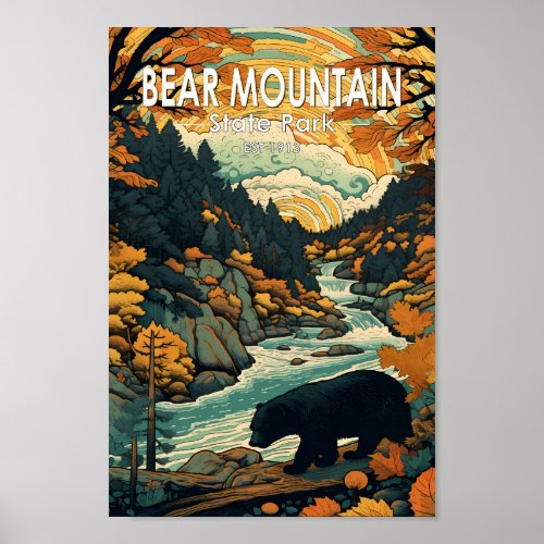 Bear Mountain State Park New York Travel Vintage Poster