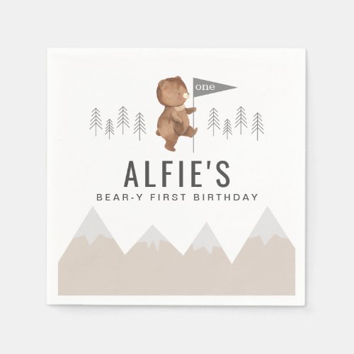 Bear Mountains First Birthday Napkins