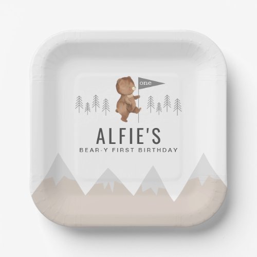 Bear Mountains First Birthday Paper Plates