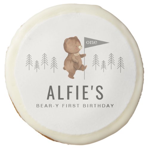 Bear Mountains First Birthday Sugar Cookie