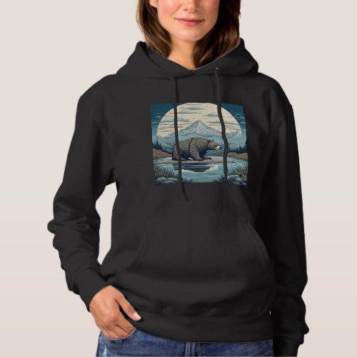 Bear Mountains Lake Full Moon Ai Art Hoodie