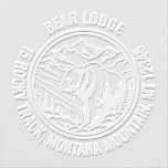 Bear Mountains Outdoor Personalized Return Address Embosser<br><div class="desc">Bear Mountains Outdoor Personalized Return Address Embossers features a bear,  trees and mountains surrounded with your personalized name and return address on the outside. Perfect for business,  weddings,  Christmas,  birthdays and celebrations. Designed by ©2024 Evco Studio www.zazzle.com/store/evcostudio</div>