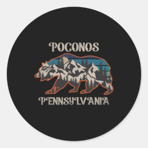 Bear Mountains Poconos Pennsylvania Pa Vintage 80s Classic Round Sticker