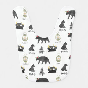 Bear Mountains Woodland Girl Personalized Baby Bib