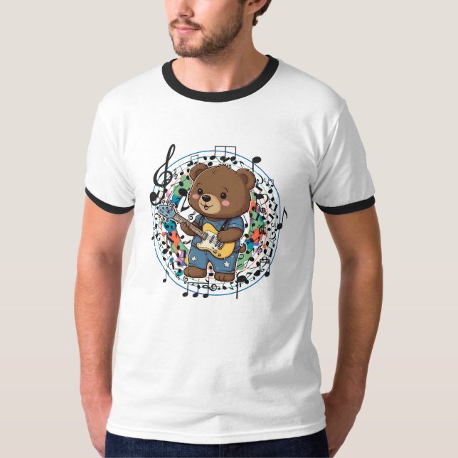Bear Musician making music T-Shirt (Front)
