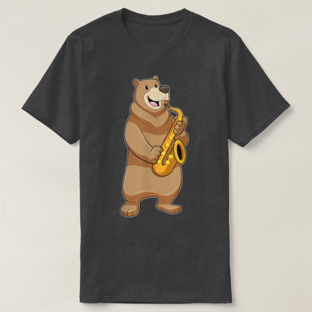 Bear Musician Saxophone Music  T-Shirt (Design Front)
