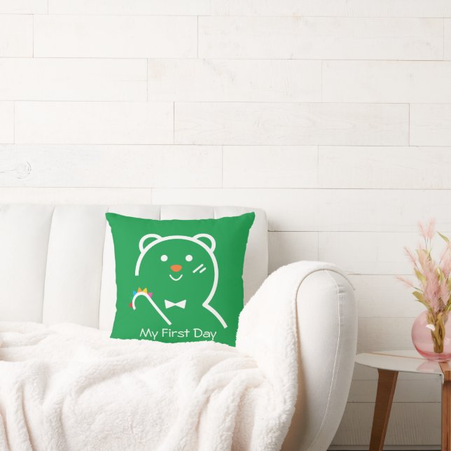Bear My First Day  Throw Pillow (Couch)