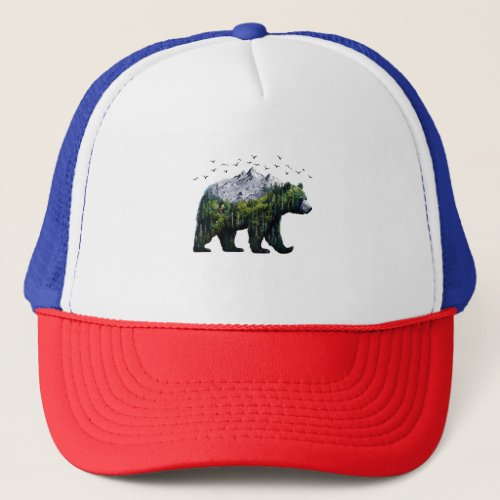 Bear Nature Forest Mountains Trucker Hat
