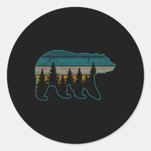 Bear Nature Grizzly Brown Black Bear Hiking Huntin Classic Round Sticker